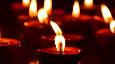 Diwali candles burning