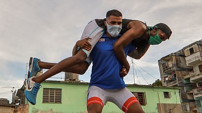 Cuban wrestler Daniel Gregorich training, 20 April 2020