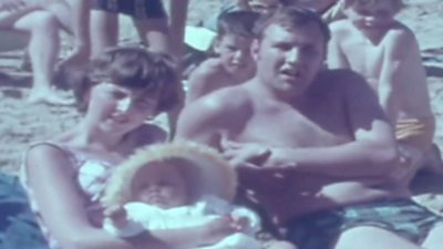 People on holiday in Tenby in 1971