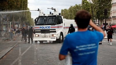 Water cannon in Paris