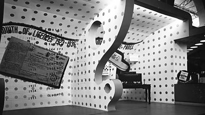 The story of the ý Licence Fee, on a polka-dot stand at RadiOlympia 1936.