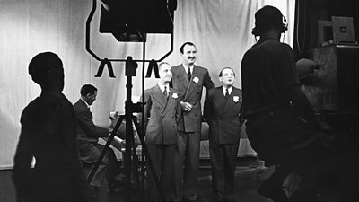 In rehearsal, The Three Admirals on set. August, 1936.