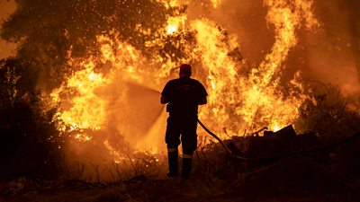 Wildfire erupts on Evia island