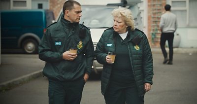 Iain Dean (MICHAEL STEVENSON), Jan Jenning (DI BOTCHER) in Casualty 'Short Fuses'