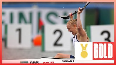 Great Britain's Laura Sugar becomes the women's KL3 canoe champion in Tokyo.