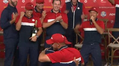 ryder cup brooks koepka and bryson dechambeau hug after us win bbc sport ryder cup brooks koepka and bryson dechambeau hug after us win bbc sport