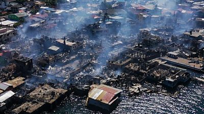 The aftermath of the fire on the Honduran island of Guanaja