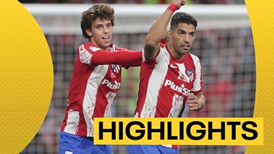 Watch the highlights as Luis Suarez scores against his former club, Barcelona, to send reigning champions Atletico Madrid level with Real Madrid at the top of La Liga.