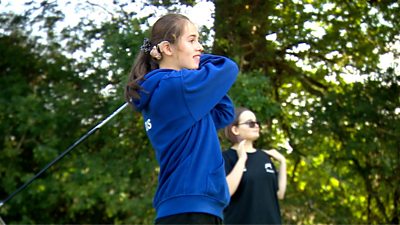 A student at Maplewell Hall School playing golf