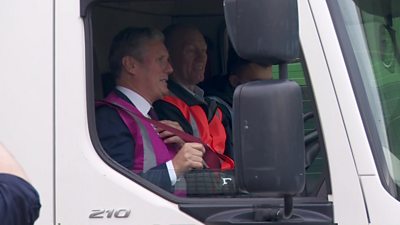 Sir Keir Starmer in a lorry with instructors