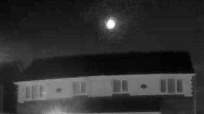The fireball was filmed when a neighbour's cat accidentally triggered CCTV on a doorbell.
