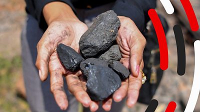 Lumps of coal in a pair of hands