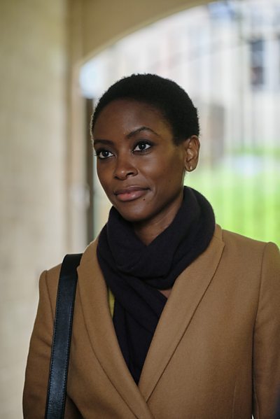 Cleo Roberts (TRACY IFEACHOR) in Showtrial (Image Credit: BBC/World Productions Photographer: Joss Barrett)