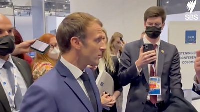 President Macron speaks to reporters