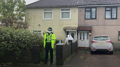 Police outside a house in Caerphilly