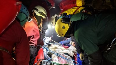 Inside the cave during the rescue