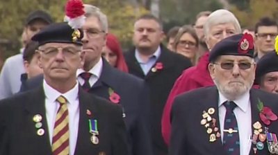 Veterans stage a minute's silence for Armistice Day