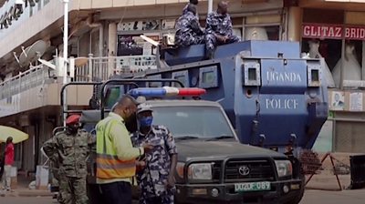 Street scene after explosion in Kampala