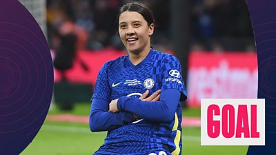 Watch as Sam Kerr scores an "outstanding" goal, her second of the match, to seal a 3-0 win over Arsenal in the Women's FA Cup final at Wembley.
