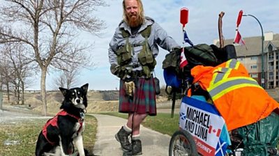 Michael Yellowlees and his Alaskan husky Luna have spent the past nine months travelling coast to coast on foot across Canada.