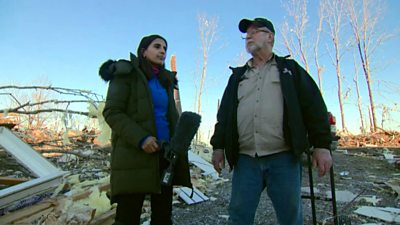 Nomia Iqbal and a Kentucky resident stood in rubble