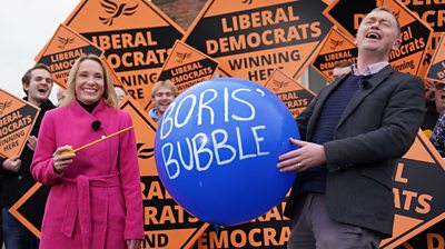 Helen Morgan and Tim Farron with their "Boris bubble"