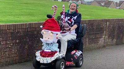 Pensioner's mobility scooter spreading Christmas cheer