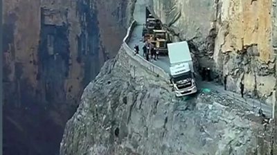 Truck on cliff edge