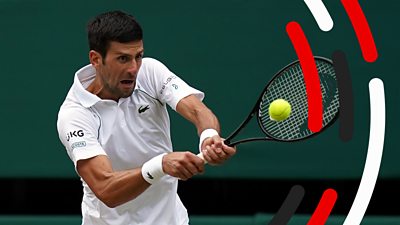 Novak Djokovic hitting tennis ball