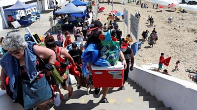 People evacuate beach in Chile