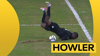 Watch as a howler from Ivory Coast goalkeeper Badra Sangare gifts Sierra Leone an dramatic injury-time equaliser to grab a 2-2 draw  at the Africa Cup of Nations in Douala.