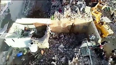 The ruins of a Yemen prison from above