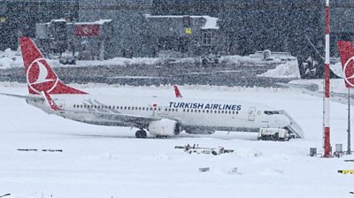 Turkish Airlines in snow