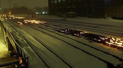 Train tracks on fire