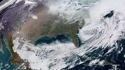 A satellite image of the storm seen from space