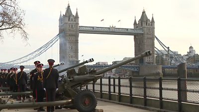 Gun salute held at Tower London to celebrate the Queen's Platinum Jubilee
