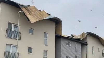 Roof being blown off