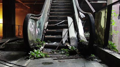 Escalator in abandoned mall