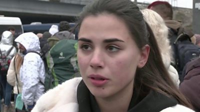 A woman fleeing Ukraine