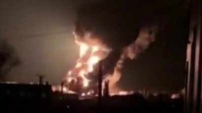 Ukraine: Oil depot hit and set ablaze near Kyiv