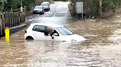 Car stuck in water