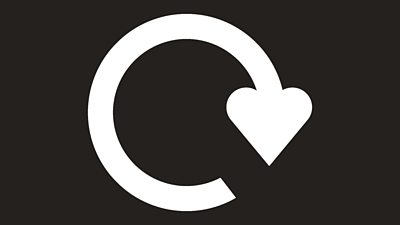 Graphic of a recycling logo with a heart instead of an arrow