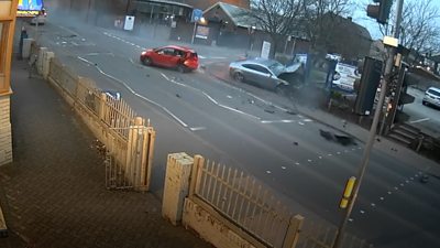CCTV captures car crash