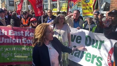 Natalie Elphicke is heckled by protesters