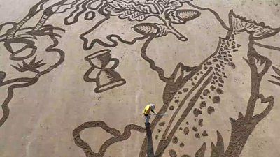 Giant sand drawing