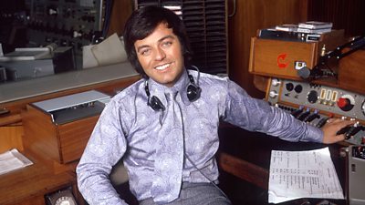 Tony Blackburn seen at his 'self-op' sound mixing desk in the Radio One studios, London, 1971.