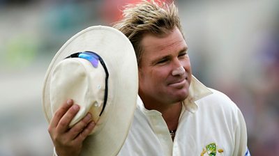 Shane Warne tips hat whilst playing for Australia