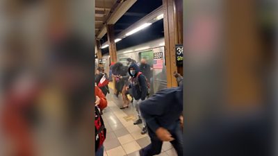 Brooklyn shooting: Footage shows panicked crowds on NYC subway