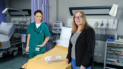 Writer Samantha Bacchus with Elinor Lawless (Consultant Stevie Nash) - (Photo Credit: BBC)