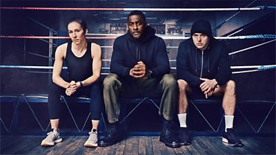 Coach Rachel Bower, Idris Elba and Coach Greg White